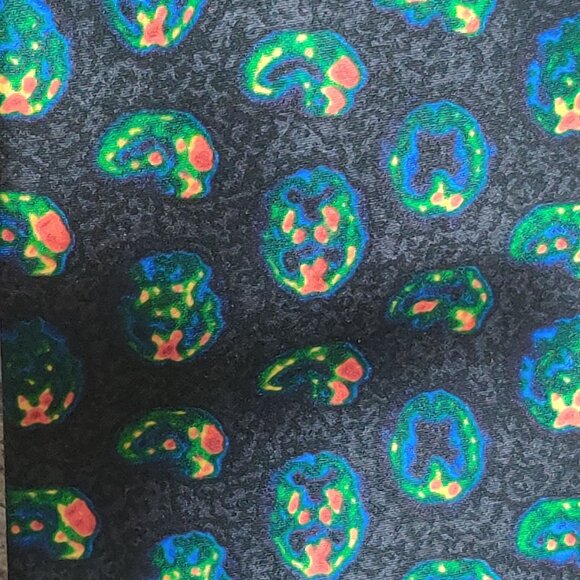 MedicalTies 100% Silk Brain Scan MRI Tie Dark Gray Colorful Science Necktie MD - Picture 4 of 6
